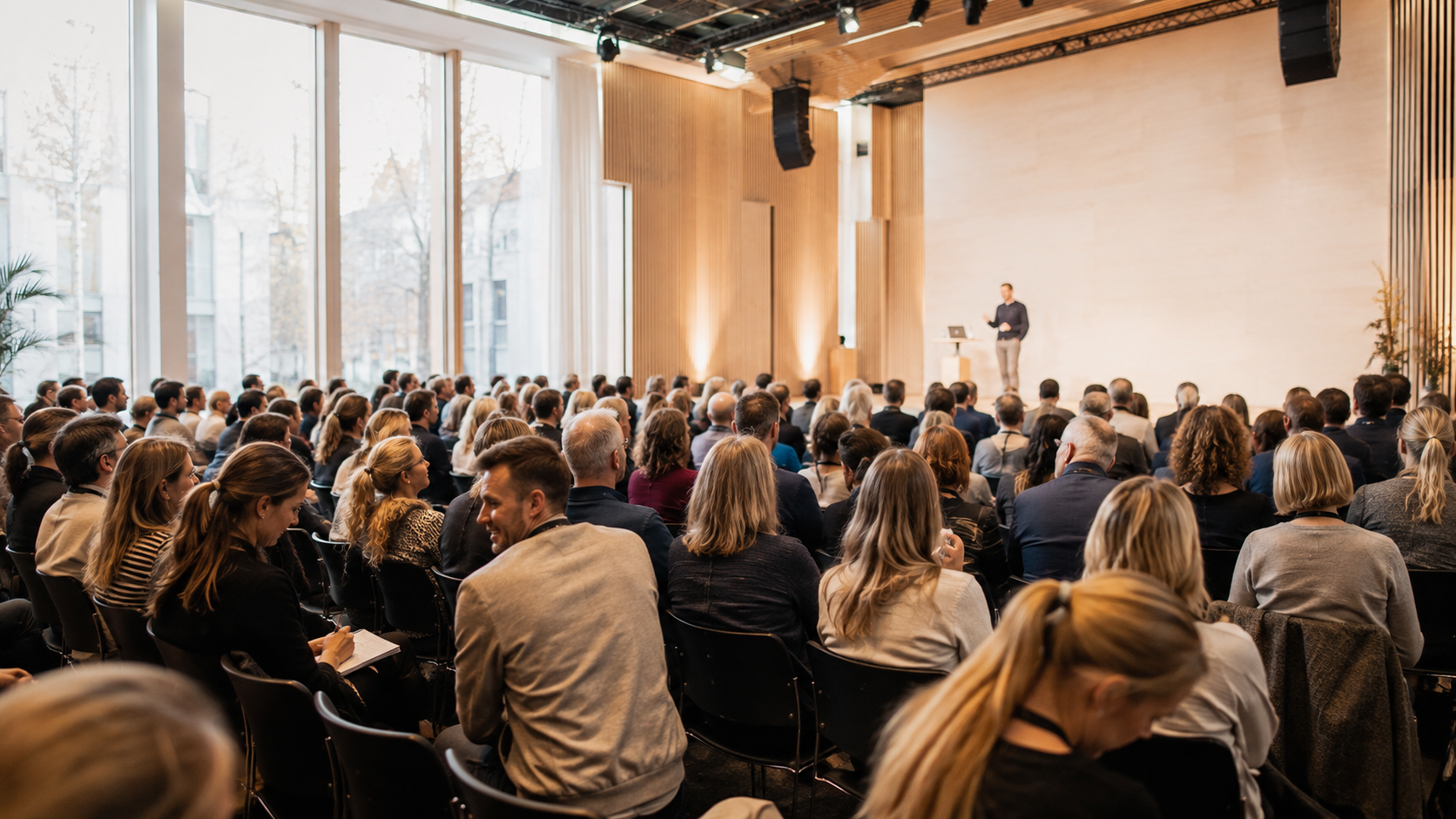 Konferansesal med scenelys